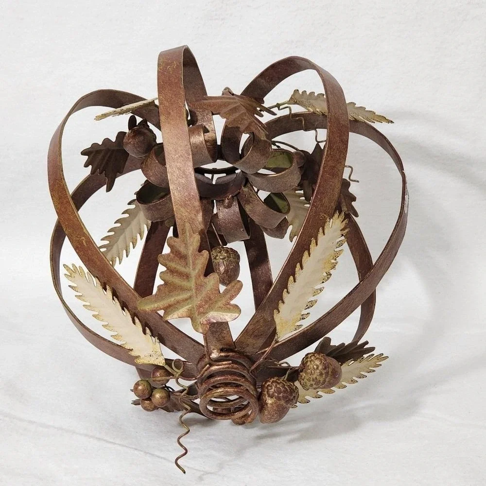 Vintage Metal Pumpkin Lantern Rustic Farmhouse Fall Decor for Thanksgiving Table